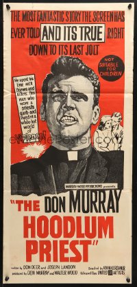 7g812 HOODLUM PRIEST Aust daybill 1961 religious Don Murray saves thieves & killers, and it's true!