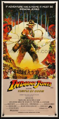7g828 INDIANA JONES & THE TEMPLE OF DOOM Aust daybill 1984 art of Harrison Ford by Mike Vaughan!