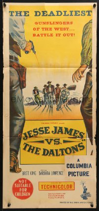 7g833 JESSE JAMES VS THE DALTONS Aust daybill 1953 William Castle, the deadliest gunslingers of the West!