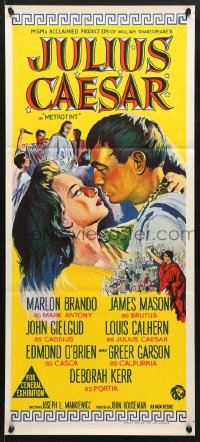 7g836 JULIUS CAESAR Aust daybill R1969 Marlon Brando, James Mason & Greer Garson, Shakespeare!