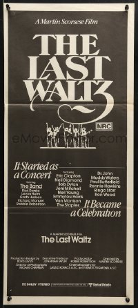 7g844 LAST WALTZ Aust daybill 1978 Martin Scorsese, a rock concert that became a celebration!