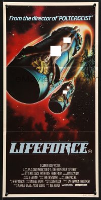 7g848 LIFEFORCE Aust daybill 1985 Tobe Hooper directed, sexy space vampires, cool sci-fi art!