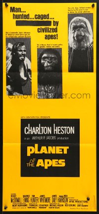 7g890 PLANET OF THE APES Aust daybill 1968 Charlton Heston classic sci-fi, forced to mate censored!