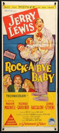7g907 ROCK-A-BYE BABY Aust daybill 1958 Jerry Lewis, Maxwell, Stevens, Richardson Studio, ultra-rare