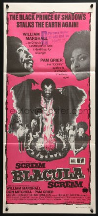 7g915 SCREAM BLACULA SCREAM Aust daybill 1973 image of black vampire William Marshall & Pam Grier!