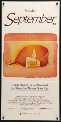 7g918 SEPTEMBER Aust daybill 1988 Woody Allen, cool art of candle by Jean-Michel Folon!
