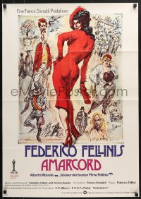 7g379 AMARCORD German 1974 Federico Fellini classic comedy, cool artwork!