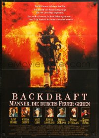 7g382 BACKDRAFT German 1991 firefighter Kurt Russell in blazing fire, directed by Ron Howard!