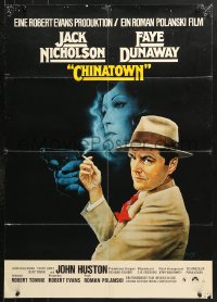 7g397 CHINATOWN German 1974 Roman Polanski directed classic, cool art of Nicholson by Amsel!