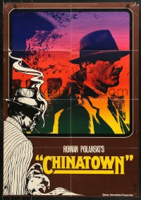 7g519 CHINATOWN teaser German 1974 Polanski, Jack Nicholson with gun pointed to the back of head!