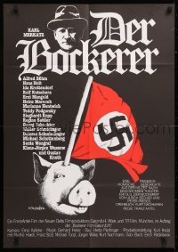 7g409 DER BOCKERER German 1981 wacky different art of Nazi flag stuck in pig's head by Holoubek!