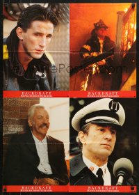 7g530 BACKDRAFT #1 German LC poster 1991 firefighter Kurt Russell in blaze, directed by Ron Howard!