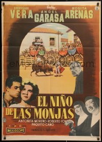 7g243 EL NINO DE LAS MONJAS Mexican poster 1959 Enrique Vera, cool image of bullfight!