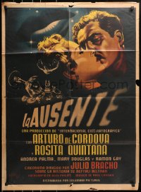 7g246 LA AUSENTE Mexican poster 1952 Julio Bracho's The Absentee, close-up lips and couple!