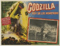 7g043 GODZILLA Mexican LC 1956 Gojira, great rubbery monster special effects scene & border art!