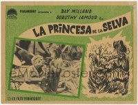 7g044 JUNGLE PRINCESS Mexican LC 1936 Dorothy Lamour, Milland, cool image and art of tiger & snake!