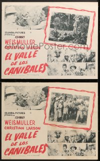 7g037 VALLEY OF HEAD HUNTERS 2 English Mexican LCs 1953 Johnny Weismuller as Jungle Jim, w/ Tamba the Chimp!
