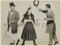 7h188 GIGI 10.25x13.5 still 1958 Leslie Caron between Louis Jourdan & Maurice Chevalier!