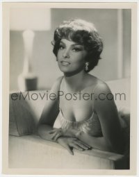 7h189 GINA LOLLOBRIGIDA deluxe 10.5x13.5 still 1960s the sexy Italian leading lady in low-cut gown!