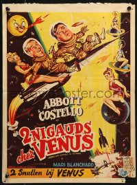 7j074 ABBOTT & COSTELLO GO TO MARS Belgian 1953 art of wacky astronauts Bud & Lou in outer space!
