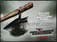 7j504 INGLOURIOUS BASTERDS teaser DS British quad 2009 Tarantino, Nazi helmet on baseball bat!