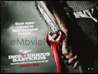 7j503 INGLOURIOUS BASTERDS teaser DS British quad 2009 Tarantino, bloody knife through Nazi flag!