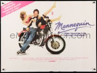 7j535 MANNEQUIN British quad 1987 great image of Andrew McCarthy & fake Kim Cattrall on motorcycle!