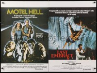 7j541 MOTEL HELL/LAST EMBRACE British quad 1980 cool hooror thriller double-bill!