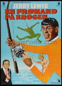 7j066 BIG MOUTH Danish 1967 art of wacky Jerry Lewis as the Chicken of the Sea!