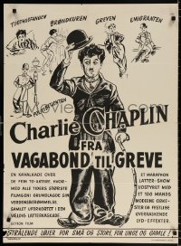 7j067 CHARLIE CHAPLIN FRA VAGABOND TIL GREVE Danish 1960s art of Charlie Chaplin by Wenzel!