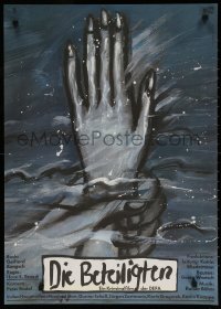 7j180 DIE BETEILIGTEN East German 23x32 1989 Gerhat Brandt art of hand emerging from water!