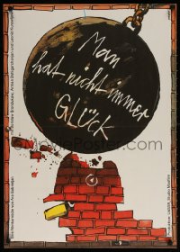 7j206 RAZ NA RAZ NE PRIKHODITSYA East German 23x32 1989 Ara Gabrielyan, wild wrecking ball artwork!