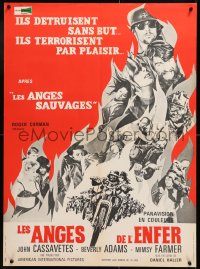 7j282 DEVIL'S ANGELS French 23x31 1967 Corman, Cassavetes, their god is violence, lust the law they live by