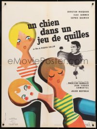 7j326 UN CHIEN DANS UN JEU DE QUILLES French 23x31 1962 Elke Sommer, great Hurel artwork!