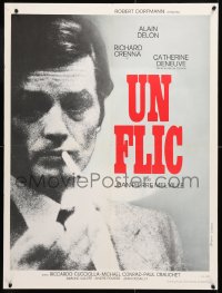 7j327 UN FLIC French 24x32 1972 Jean-Pierre Melville's Un Flic, smoking Alain Delon close-up!
