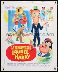 7j348 FURTHER PERILS OF LAUREL & HARDY French 18x22 1967 great Grinsson art of Stan & Ollie!