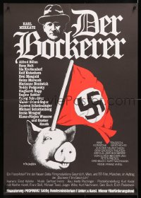 7j221 DER BOCKERER German 1981 wacky different art of Nazi flag stuck in pig's head by Holoubek!