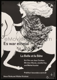 7j241 LA BELLE ET LA BETE German R1960s Jean Cocteau, Jean Marais, different art by Isolde Baumgart