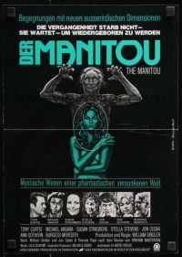 7j264 MANITOU German 2-sided 12x19 1978 Tony Curtis, Susan Strasberg, evil waits to be re-born!