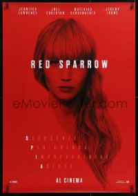7j730 RED SPARROW teaser Italian 1sh 2018 portrait of Jennifer Lawrence over red background!