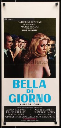 7j738 BELLE DE JOUR Italian locandina 1967 Luis Bunuel, close up of sexy Catherine Deneuve!