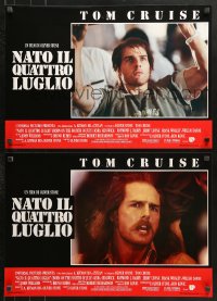 7j848 BORN ON THE FOURTH OF JULY group of 8 Italian 18x25 pbustas 1989 Oliver Stone, Tom Cruise!