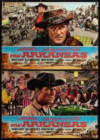 7j850 CONQUERORS OF ARKANSAS group of 8 Italian 19x27 pbustas 1965 Brad Harris & cowboys with guns!