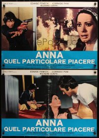 7j843 SECRETS OF A CALL GIRL group of 5 Italian 18x26 pbustas 1973 Fenech, Corrado Pani, Richard Conte