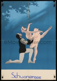 7j701 SWAN LAKE export Russian 23x32 1957 Tschaikowsky, Russian Bolshoi Ballet musical, Shamash art!