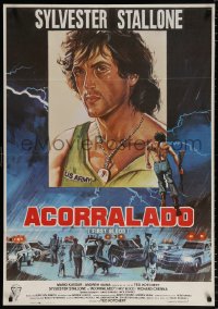 7j397 FIRST BLOOD Spanish 1982 completely different artwork of Sylvester Stallone as John Rambo!