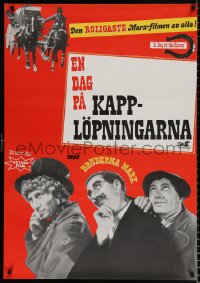 7j090 DAY AT THE RACES Swedish R1964 completely different images of the Marx Brothers, horse racing!