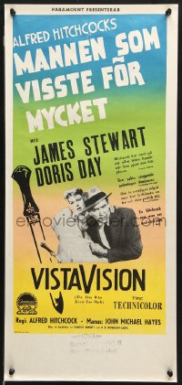 7j100 MAN WHO KNEW TOO MUCH Swedish stolpe 1956 James Stewart & Doris Day, Alfred Hitchcock, rare!