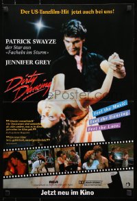 7j048 DIRTY DANCING Swiss 1987 great classic image of Patrick Swayze & Jennifer Grey dancing!