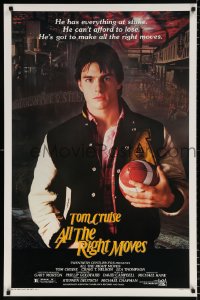 7k516 ALL THE RIGHT MOVES 1sh 1983 close up of very young high school football player Tom Cruise!